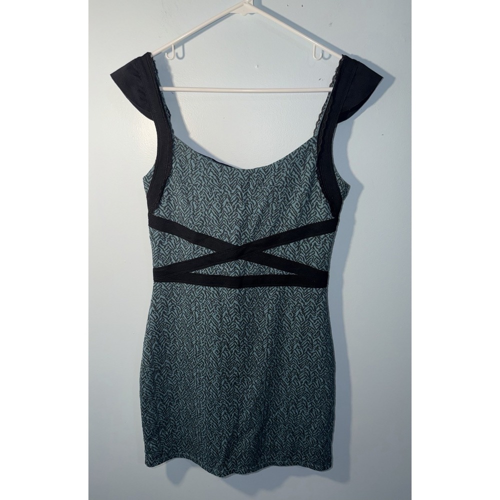 FREE PEOPLE Women's Mini Dress Blue Black Cutout Back Sleeveless Casual Size M